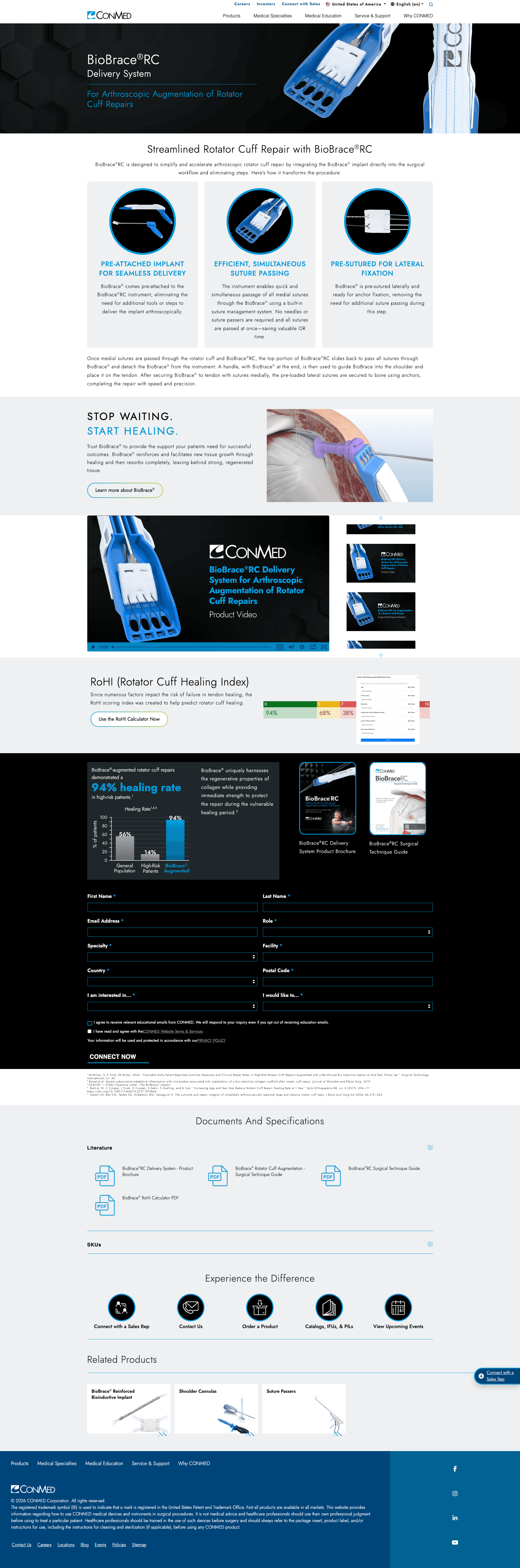 BioBraceRC Product Page screenshot.